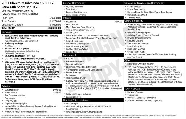 Used 2021 Chevrolet Silverado 1500 LTZ