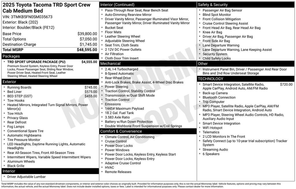 Used 2025 Toyota Tacoma TRD Sport w/ TRD Sport Upgrade Package RWD image 37