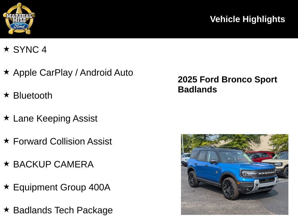 New 2025 Ford Bronco Sport Badlands w/ Badlands Tech Package image 2