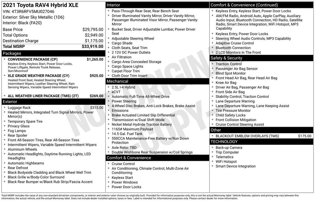 Used 2021 Toyota RAV4 XLE w/ Convenience Package AWD/4WD image 39