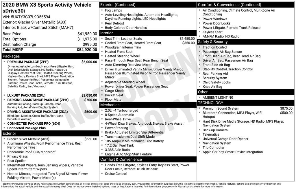 Used 2020 BMW X3 sDrive30i w/ Premium Package image 6