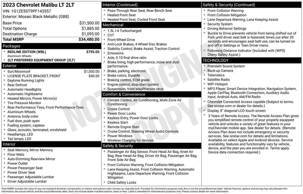 Used 2023 Chevrolet Malibu LT w/ Redline Edition FWD image 27