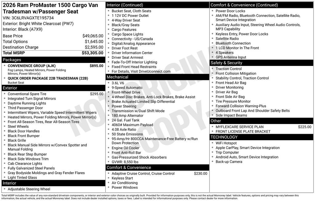 New 2026 RAM ProMaster 1500 w/ Convenience Group FWD image 36