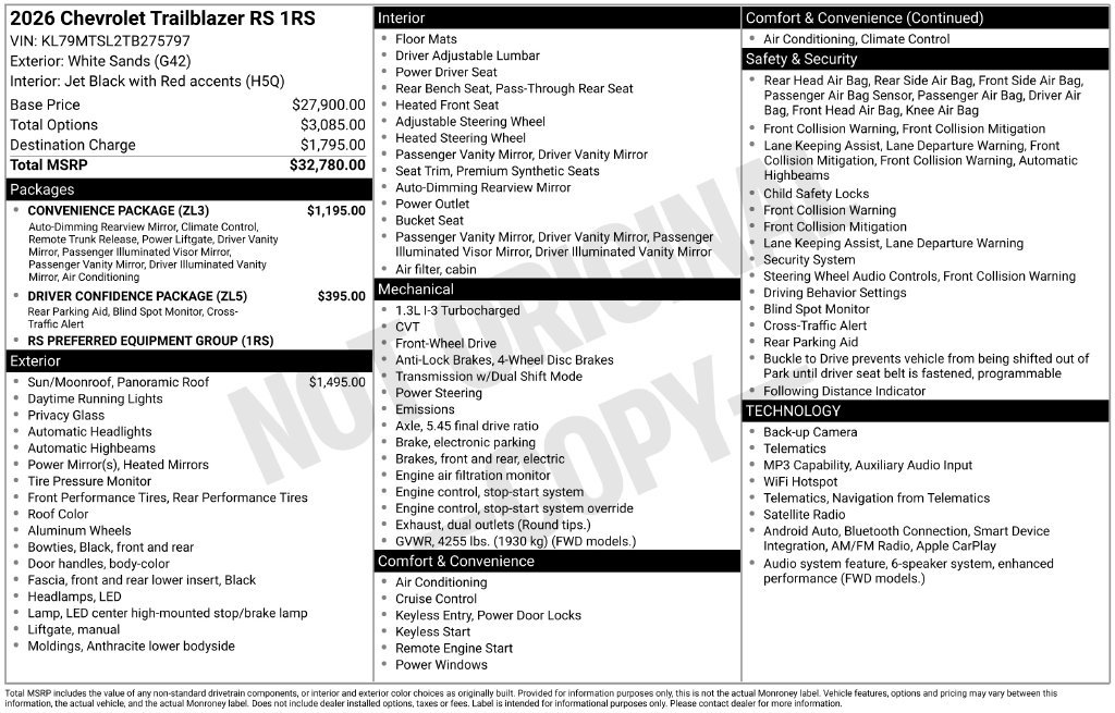 New 2026 Chevrolet TrailBlazer RS w/ Convenience Package FWD image 23