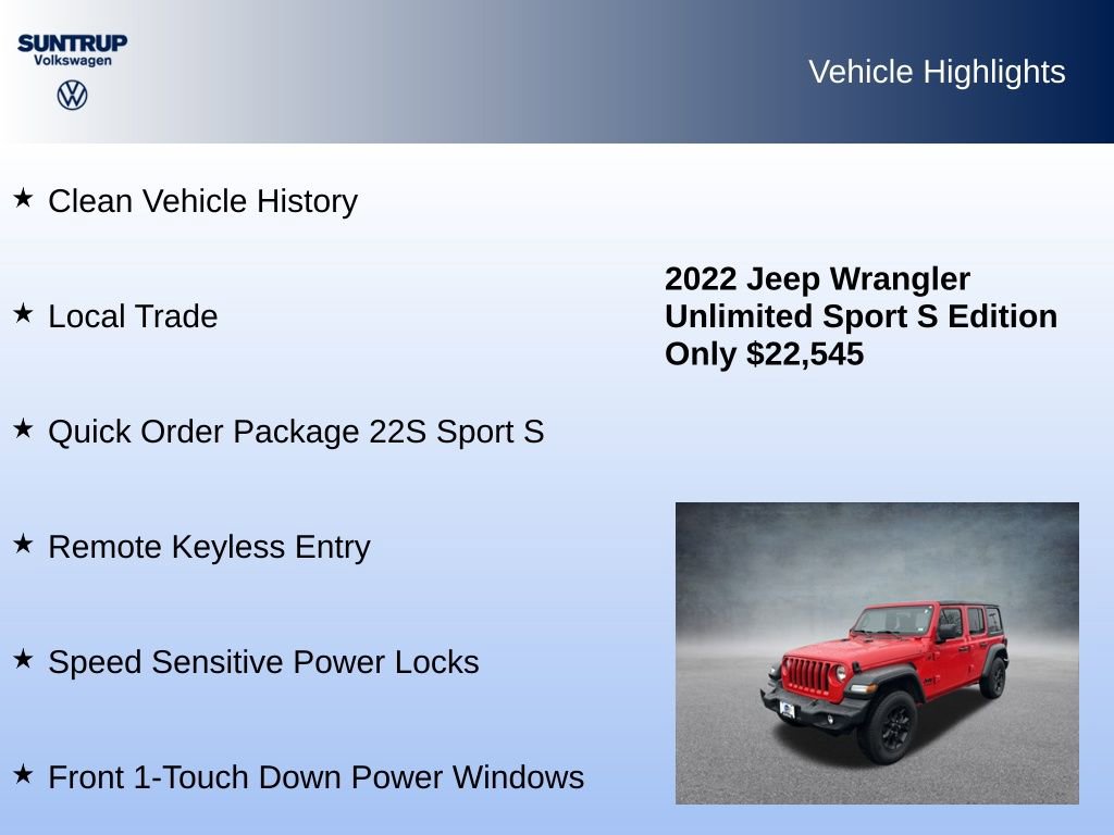 Used 2022 Jeep Wrangler Unlimited Sport image 8