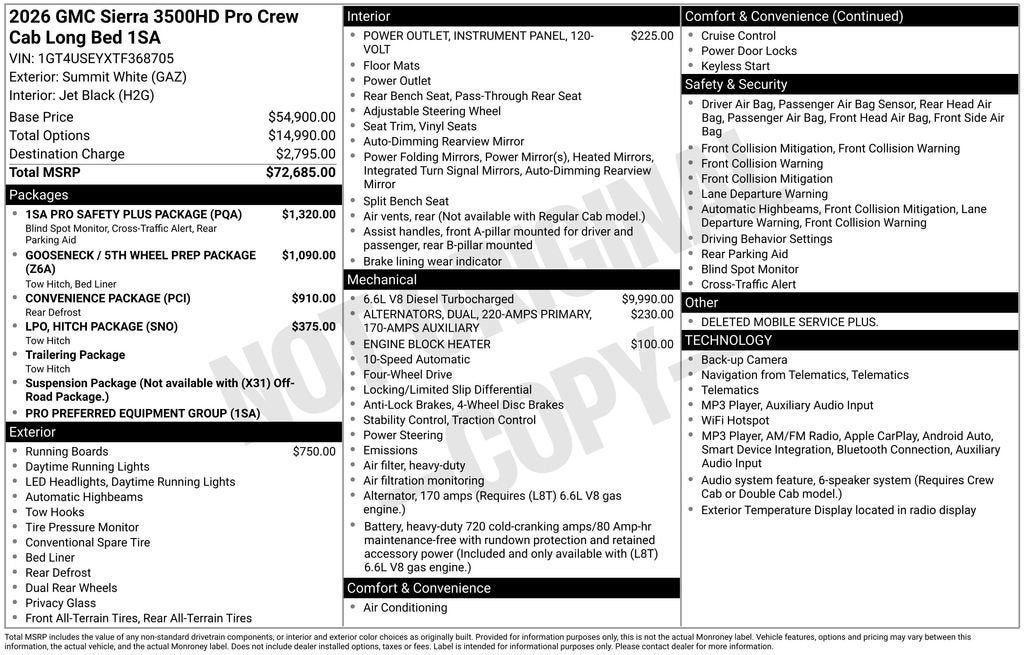 New 2026 GMC Sierra 3500 Pro w/ 1SA Pro Safety Plus Package AWD/4WD image 26