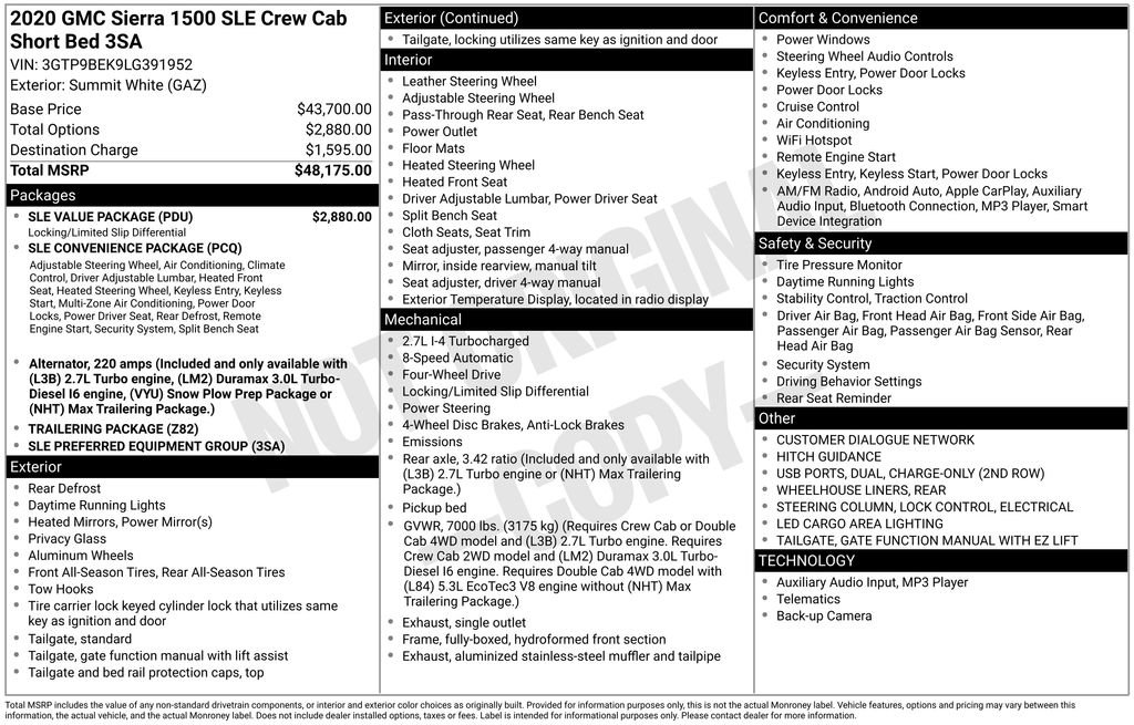 Certified 2020 GMC Sierra 1500 SLE w/ SLE Value Package image 12