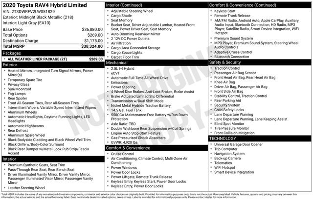 Used 2020 Toyota RAV4 Limited w/ All Weather Liner Package image 3