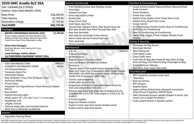 Used 2020 GMC Acadia SLE w/ Driver Convenience Package AWD/4WD image 16