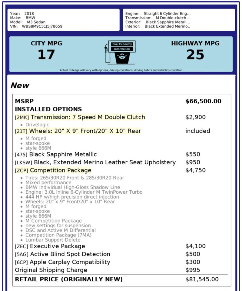 Used 2018 BMW M3 Coupe w/ Competition Package image 4
