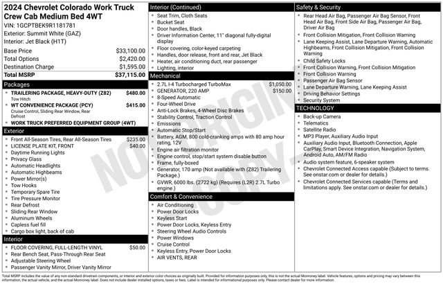 Used 2024 Chevrolet Colorado W/T AWD/4WD image 6