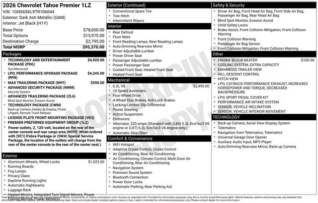 New 2026 Chevrolet Tahoe Premier AWD/4WD image 19
