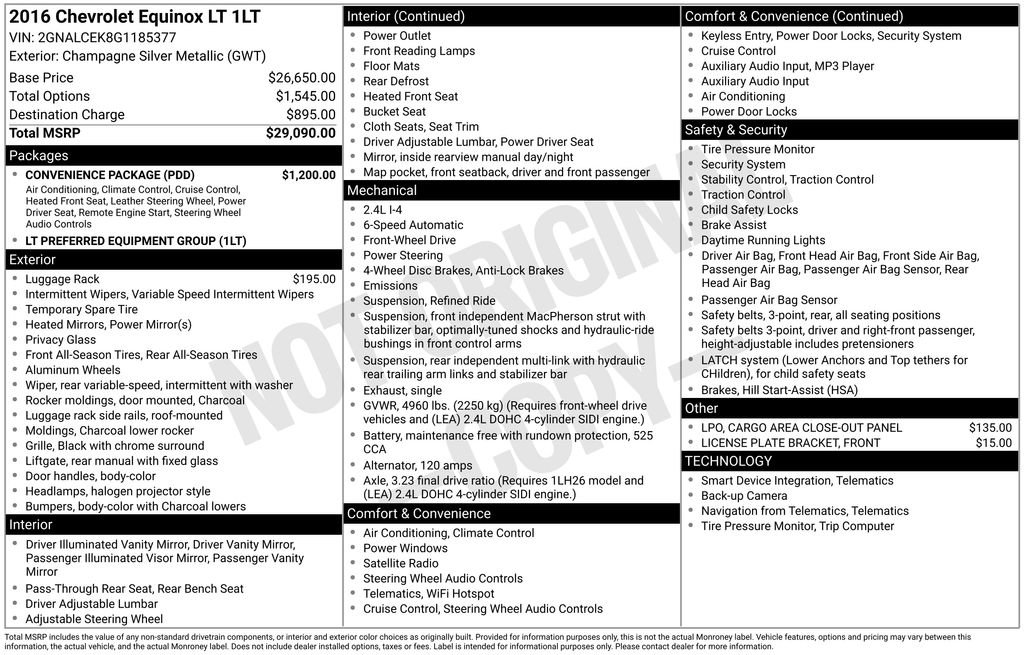 Used 2016 Chevrolet Equinox LT w/ Convenience Package image 8