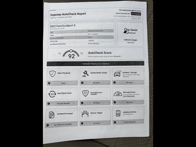 Used 2022 Ford EcoSport S image 16
