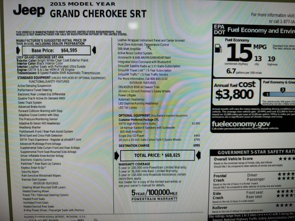 Used 2015 Jeep Grand Cherokee SRT AWD/4WD image 25