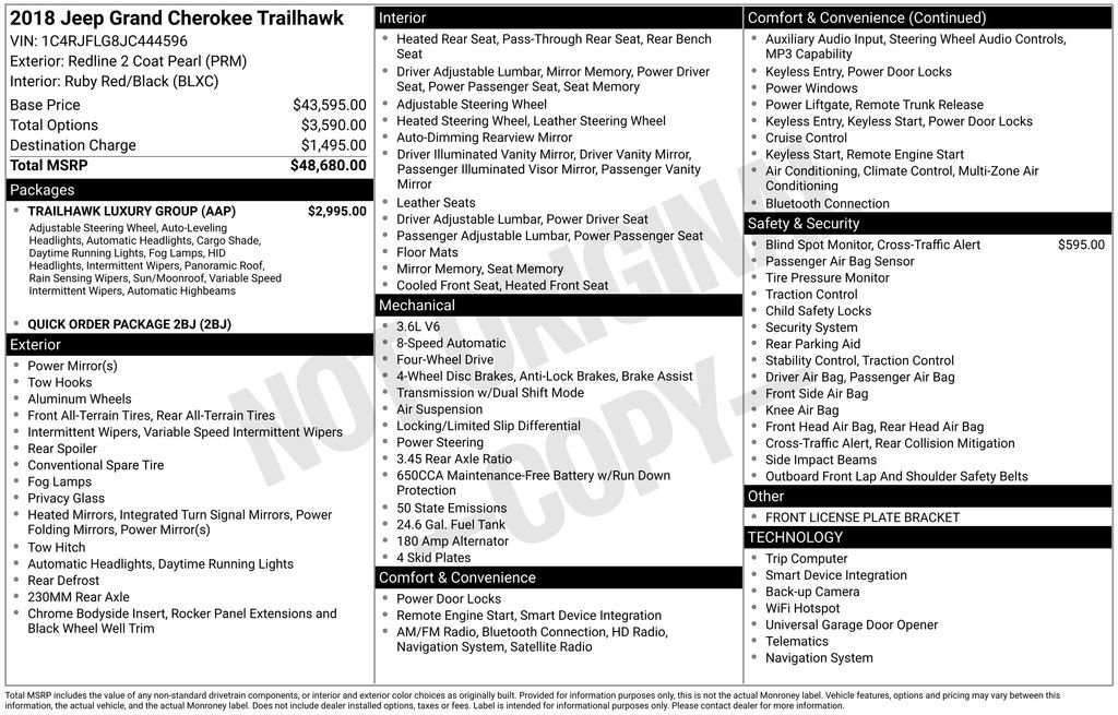 Used 2018 Jeep Grand Cherokee Trailhawk w/ Trailhawk Luxury Group image 15