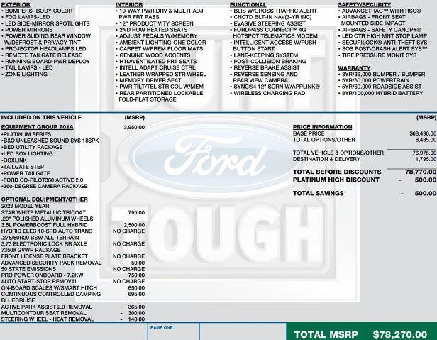 Certified 2023 Ford F150 Platinum w/ Equipment Group 701A High AWD/4WD image 2