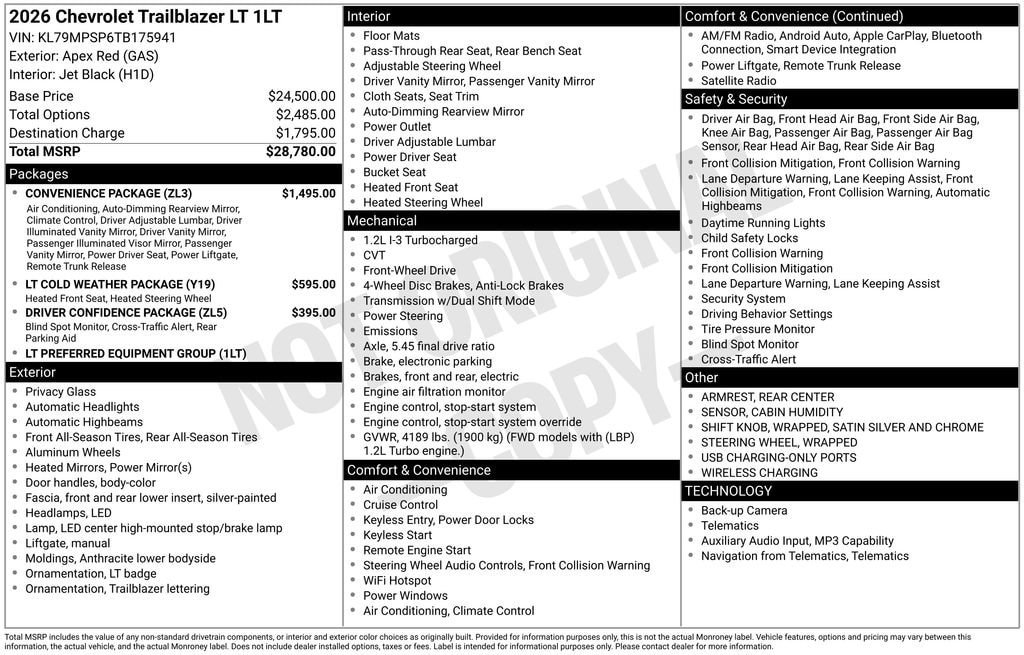 New 2026 Chevrolet TrailBlazer LT w/ Convenience Package FWD image 10