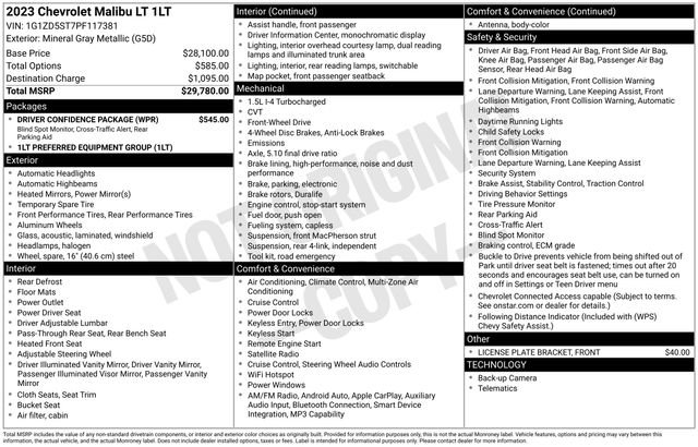 Certified 2023 Chevrolet Malibu LT w/ Driver Confidence Package FWD image 5