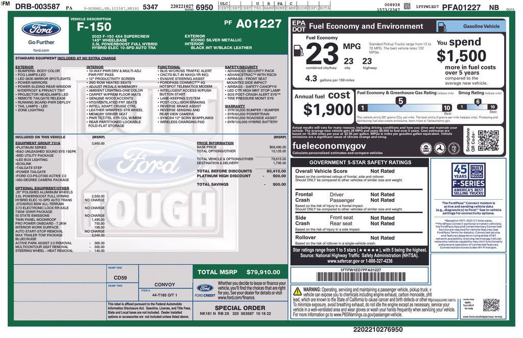 Used 2023 Ford F150 Platinum w/ Equipment Group 701A High AWD/4WD image 6