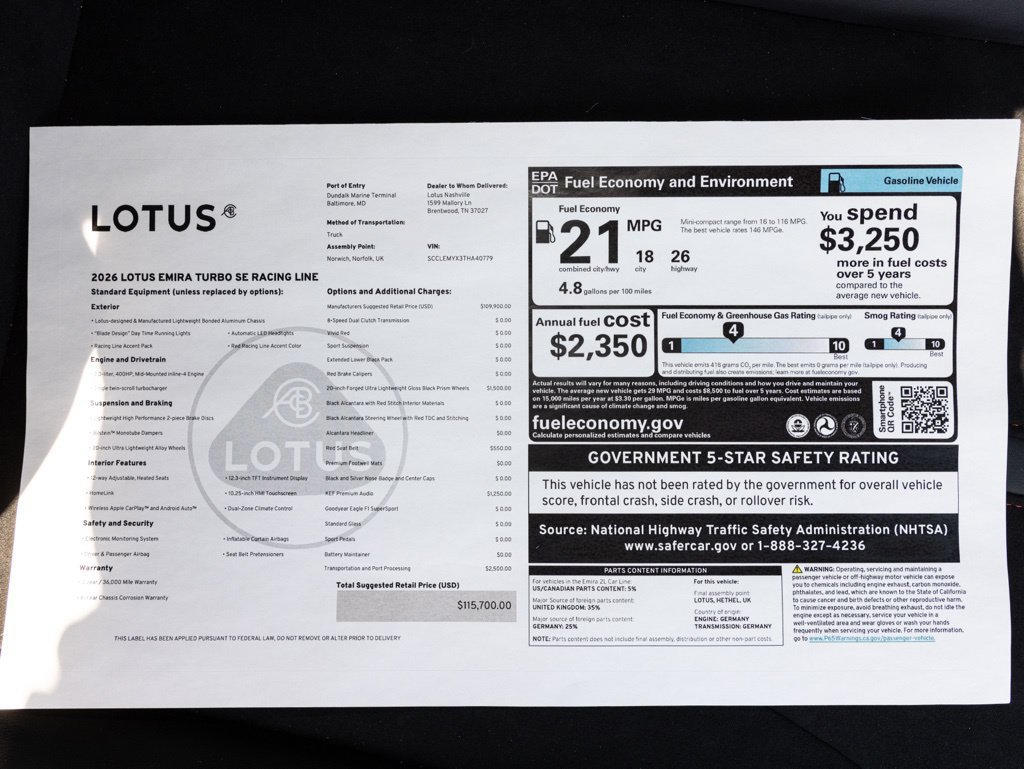 New 2026 Lotus Emira SE RWD image 54