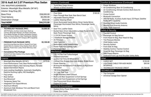 Used 2016 Audi A4 2.0T Premium Plus w/ Technology Package AWD/4WD image 10