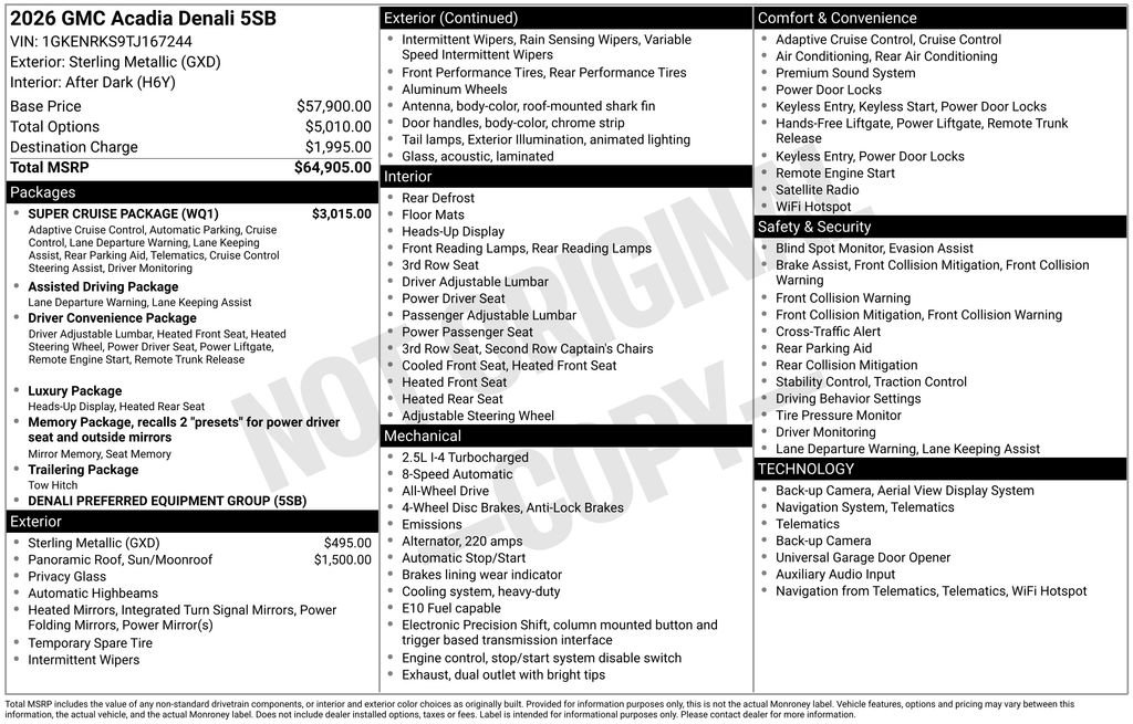 Used 2026 GMC Acadia Denali w/ Super Cruise Package AWD/4WD image 33