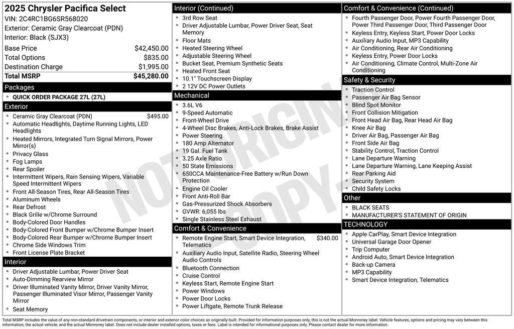 Used 2025 Chrysler Pacifica Select FWD image 21