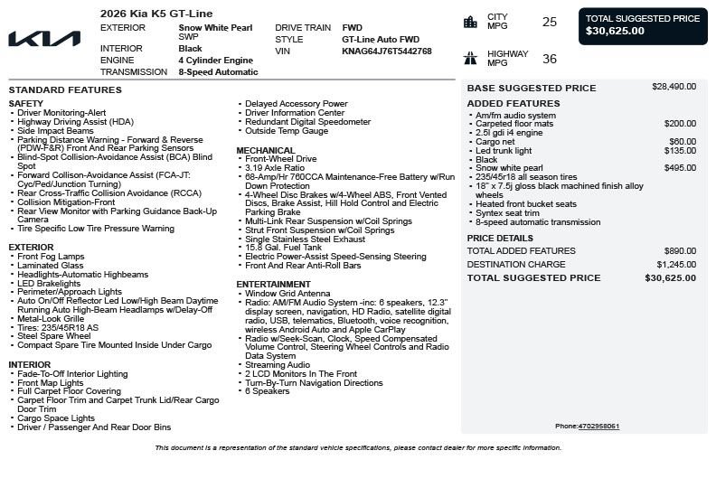 Used 2026 Kia K5 GT-Line FWD image 3