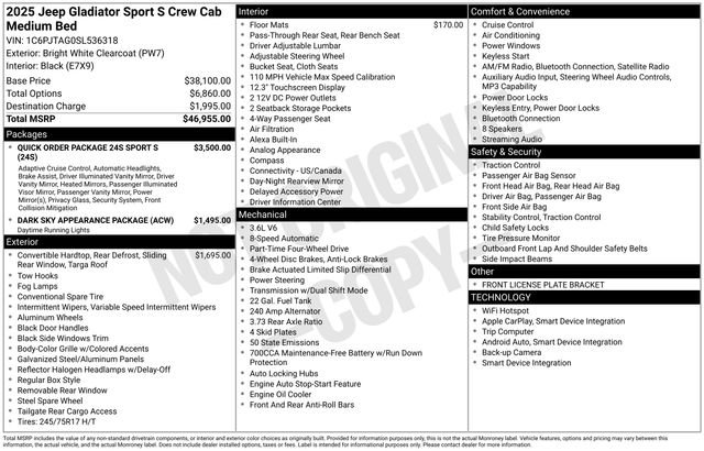 New 2025 Jeep Gladiator Sport AWD/4WD image 19