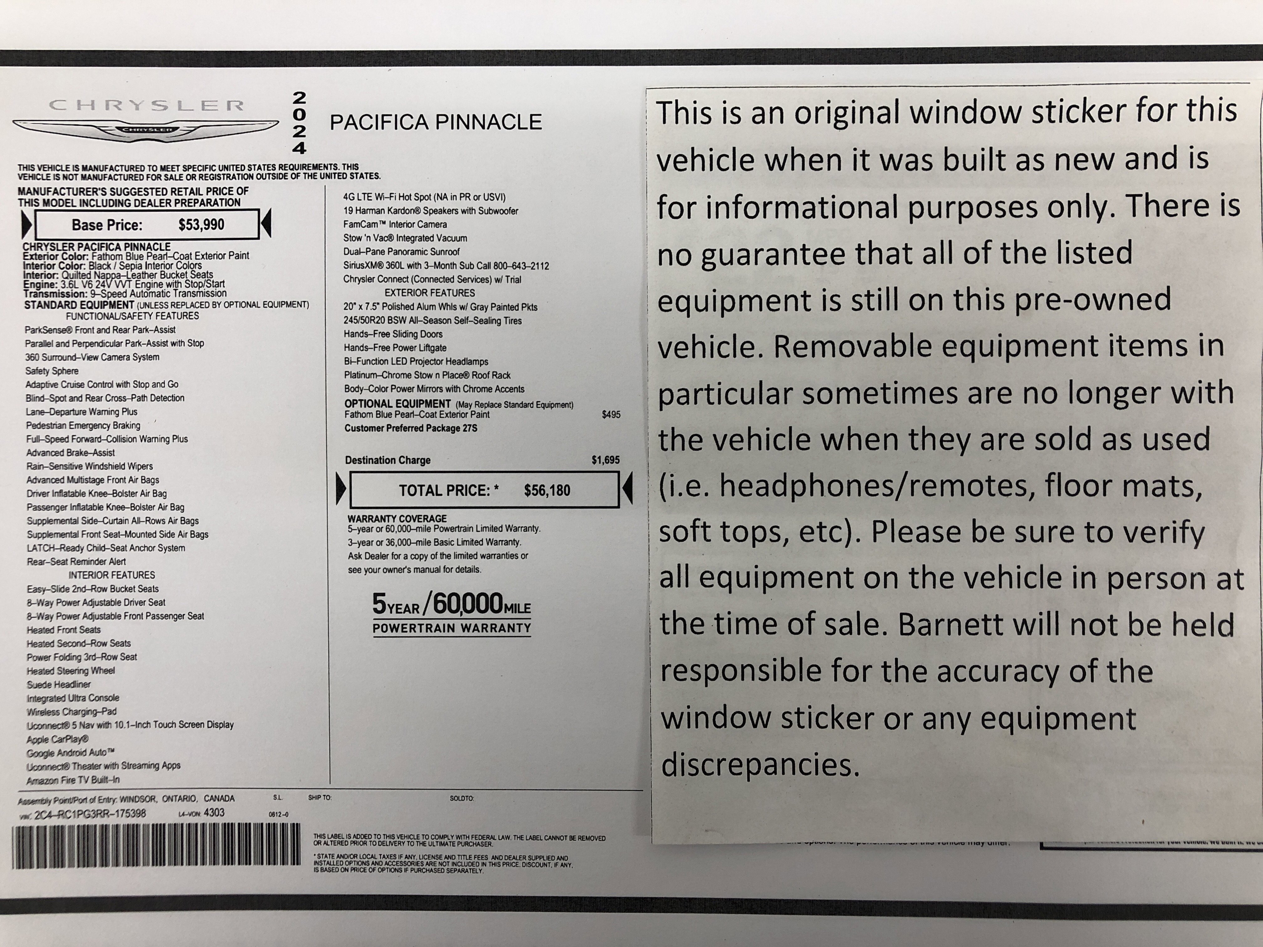 Certified 2024 Chrysler Pacifica Pinnacle FWD image 2