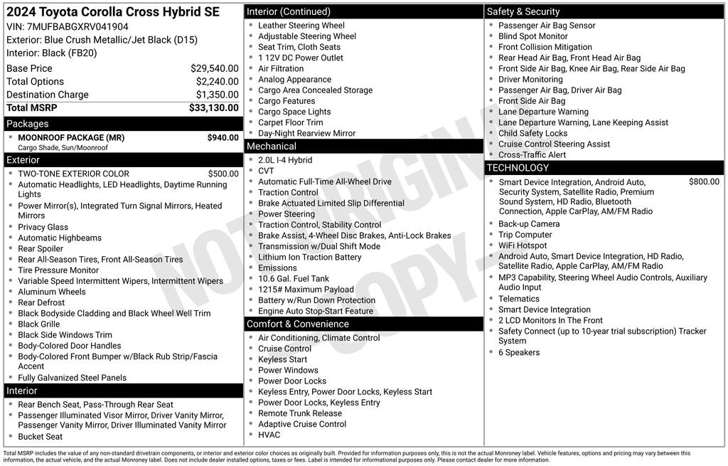 Used 2024 Toyota Corolla Cross S w/ Moonroof Package AWD/4WD image 7