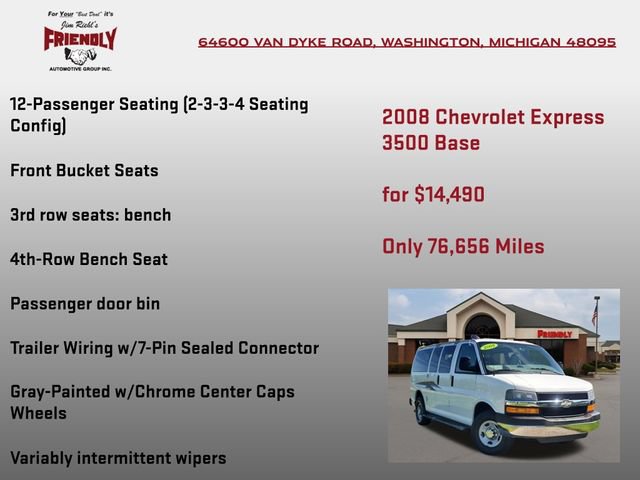 Used 2008 Chevrolet Express 3500 Passenger w/ LT Preferred Equipment Group RWD image 30