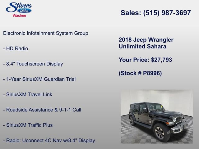 Used 2018 Jeep Wrangler Unlimited Sahara w/ Dual Top Group AWD/4WD image 22
