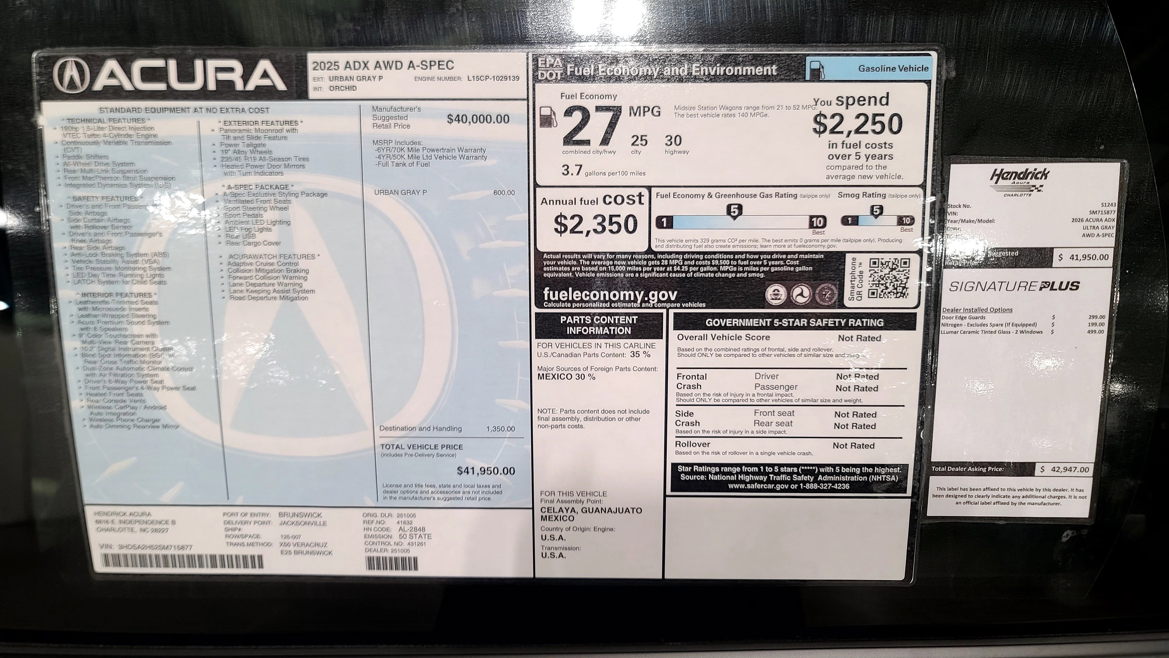Certified 2025 Acura ADX A-Spec AWD/4WD image 35