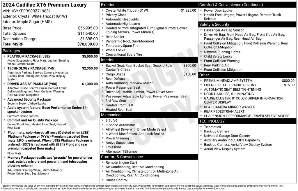 Used 2024 Cadillac XT6 Premium Luxury w/ Platinum Package image 2