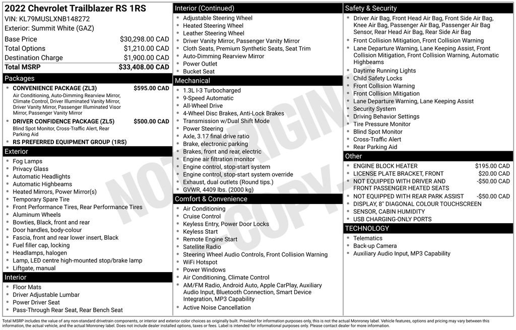 Used 2022 Chevrolet TrailBlazer RS w/ Convenience Package AWD/4WD image 28