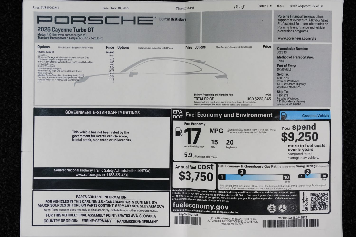 Used 2025 Porsche Cayenne Turbo GT AWD/4WD image 2