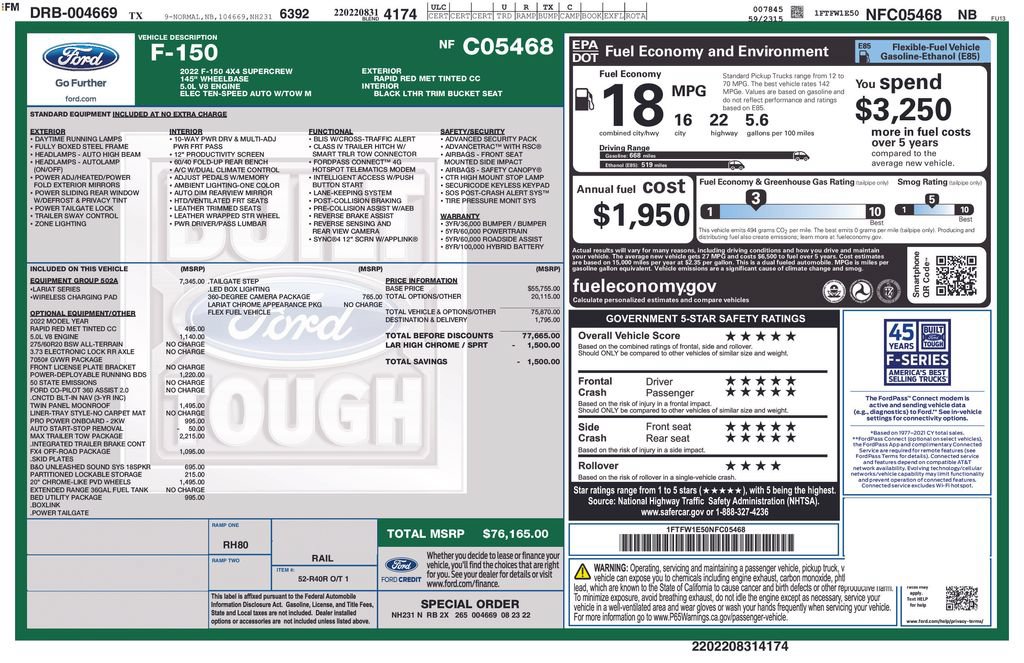 Used 2022 Ford F150 Lariat w/ Equipment Group 502A High AWD/4WD image 31