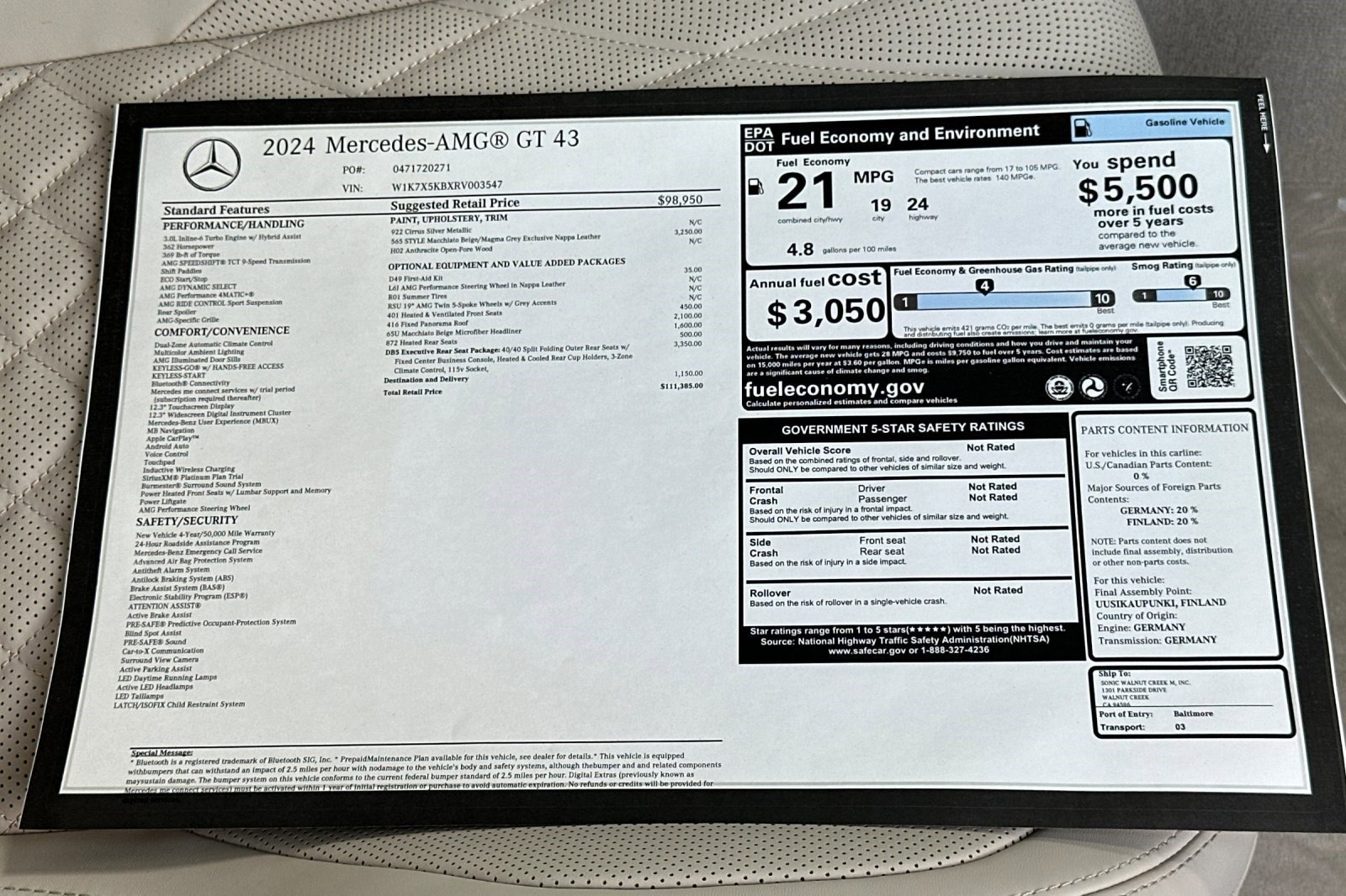 Certified 2024 Mercedes-Benz AMG GT 43 image 31