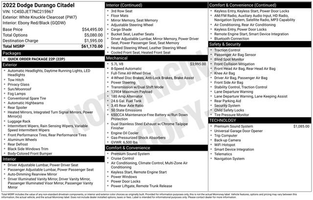 Used 2022 Dodge Durango Citadel AWD/4WD image 7
