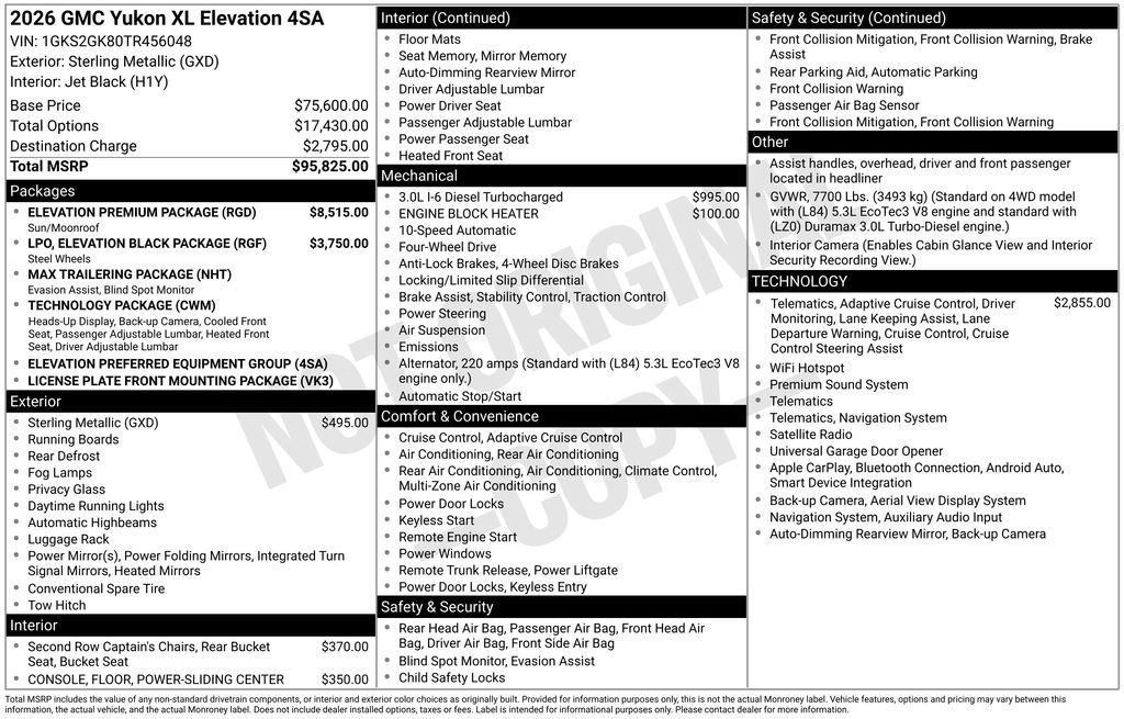 New 2026 GMC Yukon XL Elevation w/ Elevation Premium Package AWD/4WD image 2