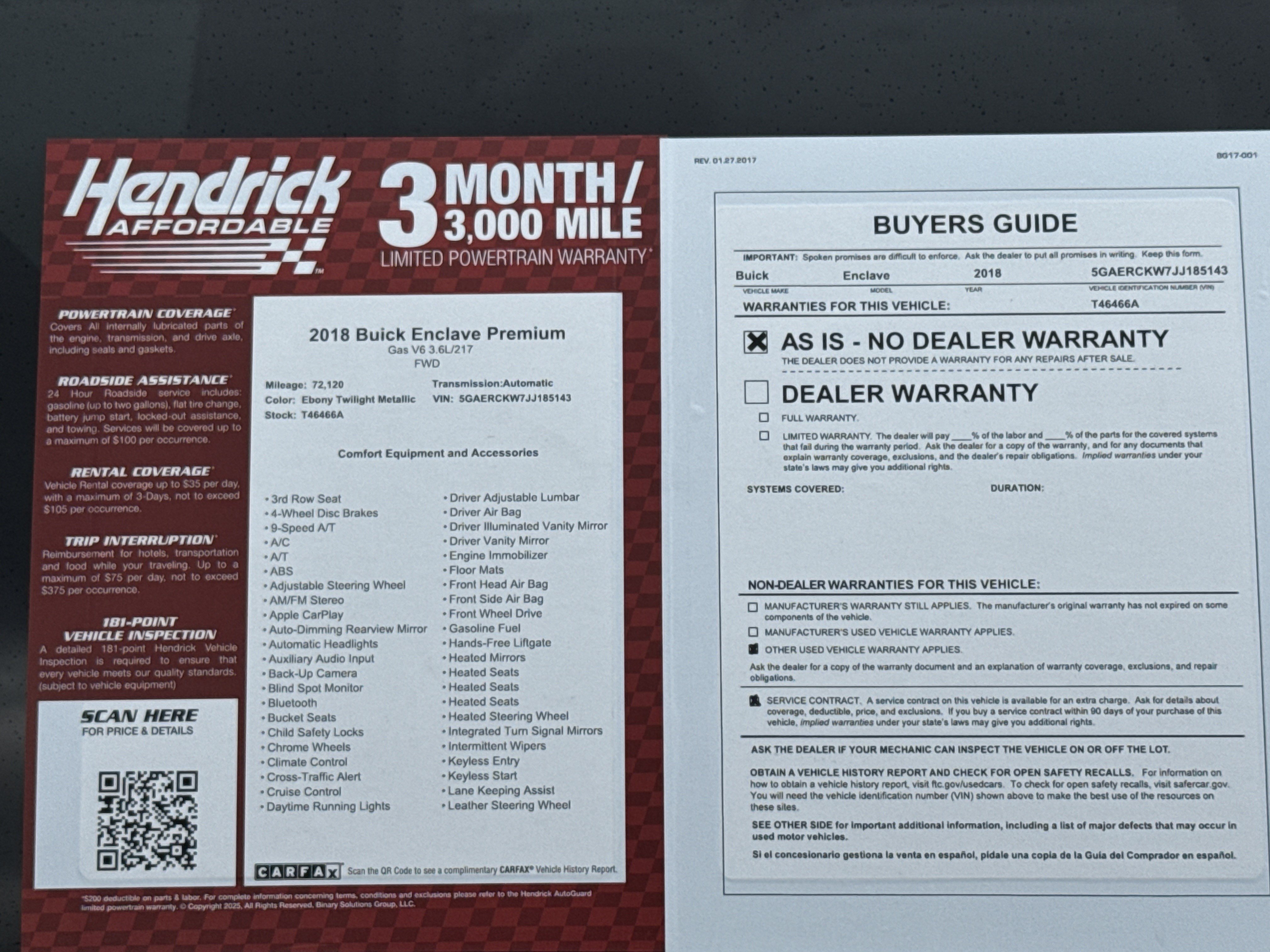Used 2018 Buick Enclave Premium w/ Experience Buick Package FWD image 40