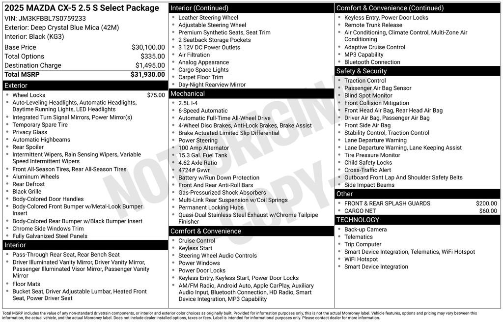New 2025 MAZDA CX-5 AWD 2.5 S w/ Select Package image 3