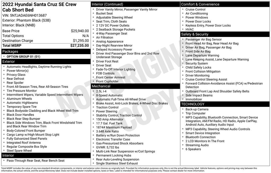 Used 2022 Hyundai Santa Cruz SE AWD/4WD image 28