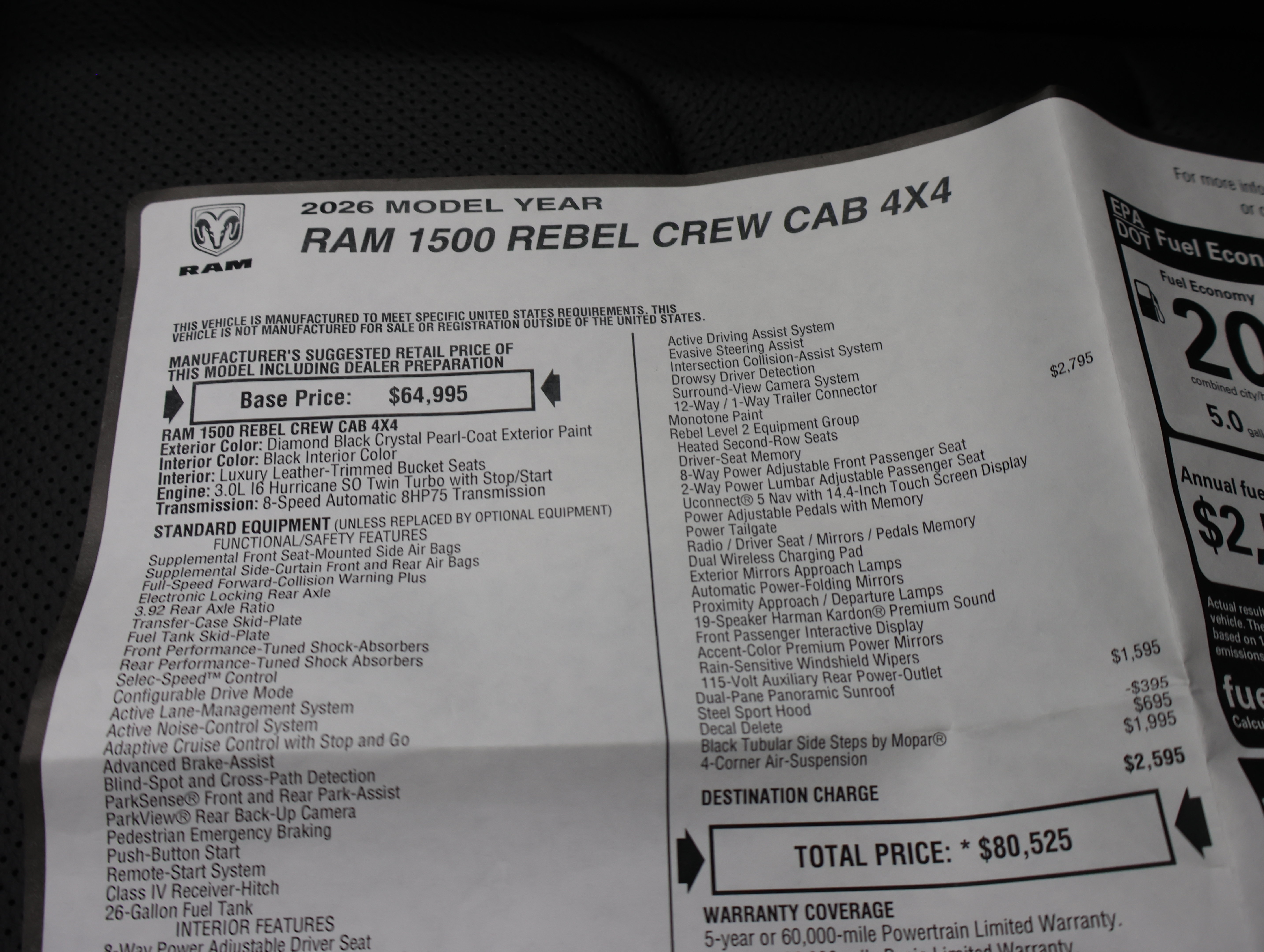 Used 2026 RAM 1500 Rebel w/ Advanced Safety Group II AWD/4WD image 69