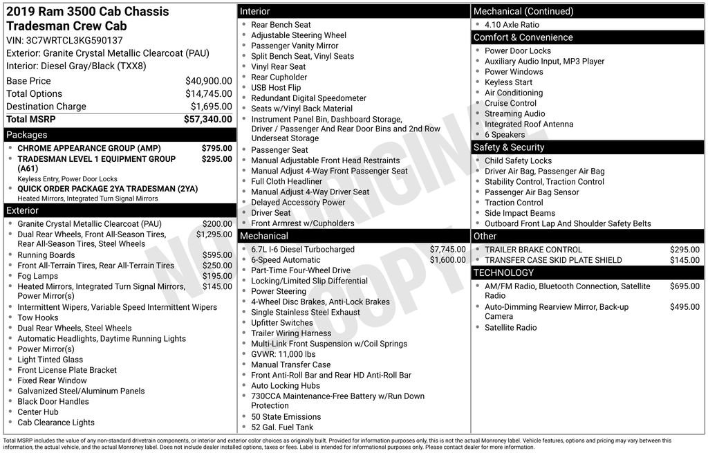 Used 2019 RAM 3500 Tradesman w/ Chrome Appearance Group AWD/4WD image 13