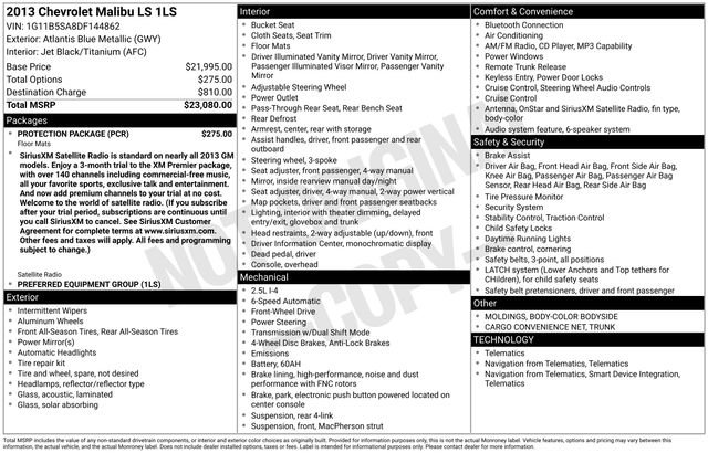 Used 2013 Chevrolet Malibu LS w/ Protection Package FWD image 27