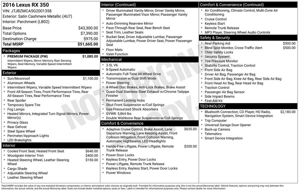 Used 2016 Lexus RX 350 AWD w/ Premium Package image 23