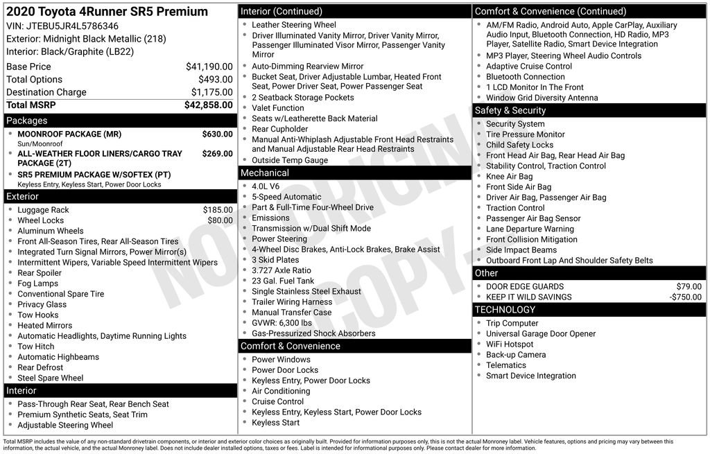 Used 2020 Toyota 4Runner SR5 Premium w/ Moonroof Package image 5